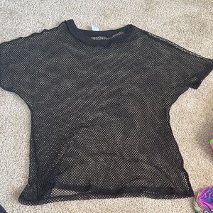 iHeartRaves Black Mesh Short Sleeve Top